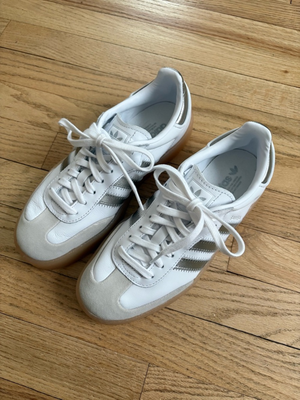 adidas Samba Super White Silver Gum Sole Women’s Sneakers - Picture 4 of 9